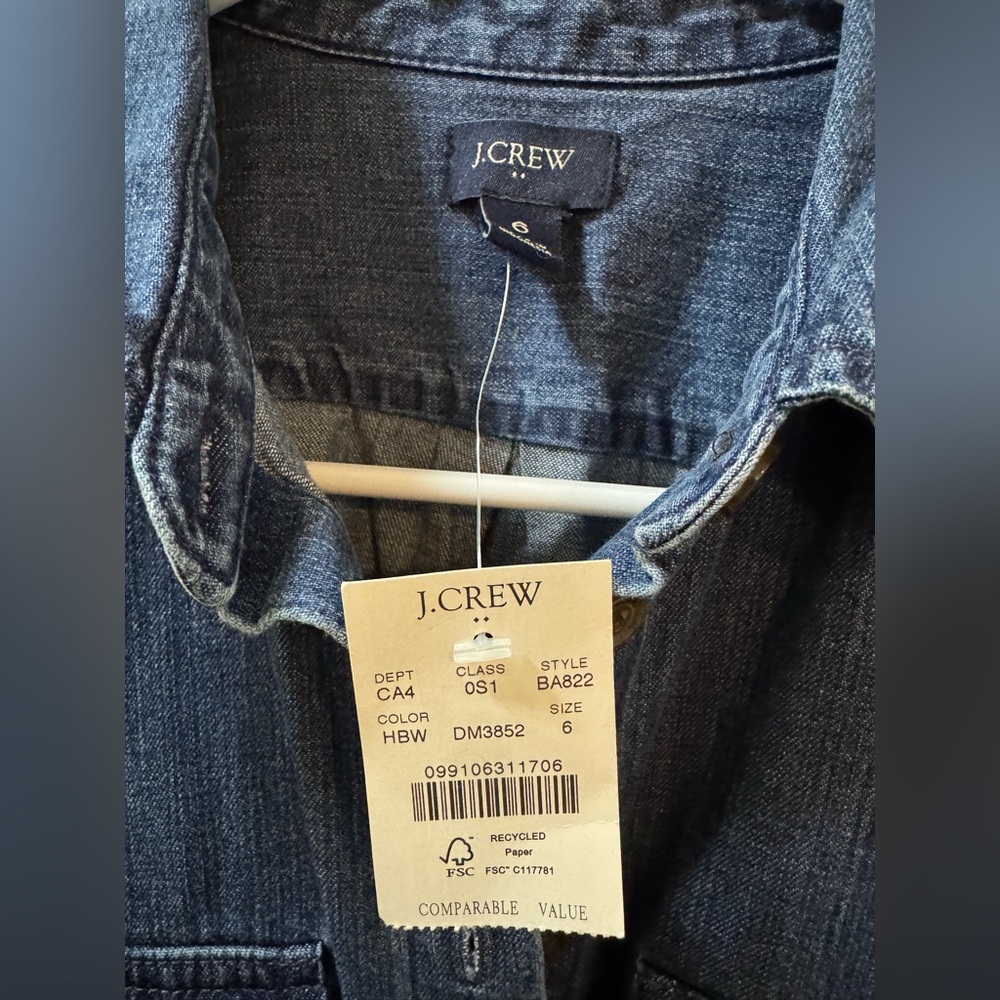 J.Crew Chambray Utility Shirt dress size 6 - Picture 6 of 10